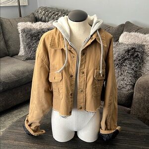 Tan Dickies Self Cut Off Half Jacket With Hood Large Womens